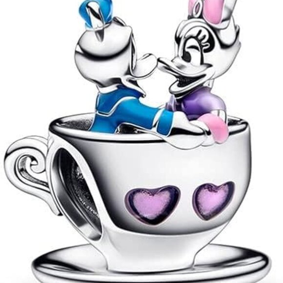 Donald Duck and Daisy Duck Teacup Charm by Pandora – Mad Tea Party Disney Parks - Picture 1 of 10